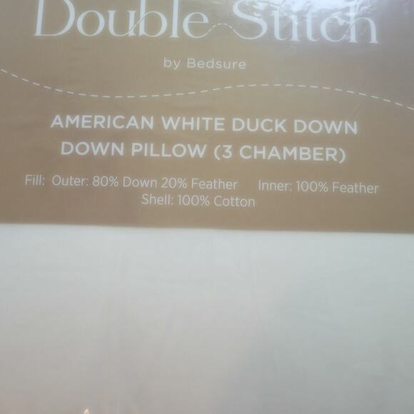 NEW Double Stitch by Bedsure Down Pillow  3-Chamber Standard Size Firm - Picture 5 of 10